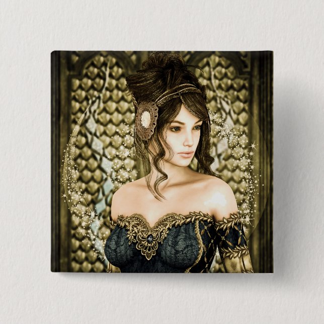 Enchanted Fairytale Princess Portrait Button (Front)
