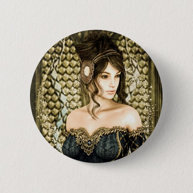 Enchanted Fairytale Princess Portrait Button (Front)