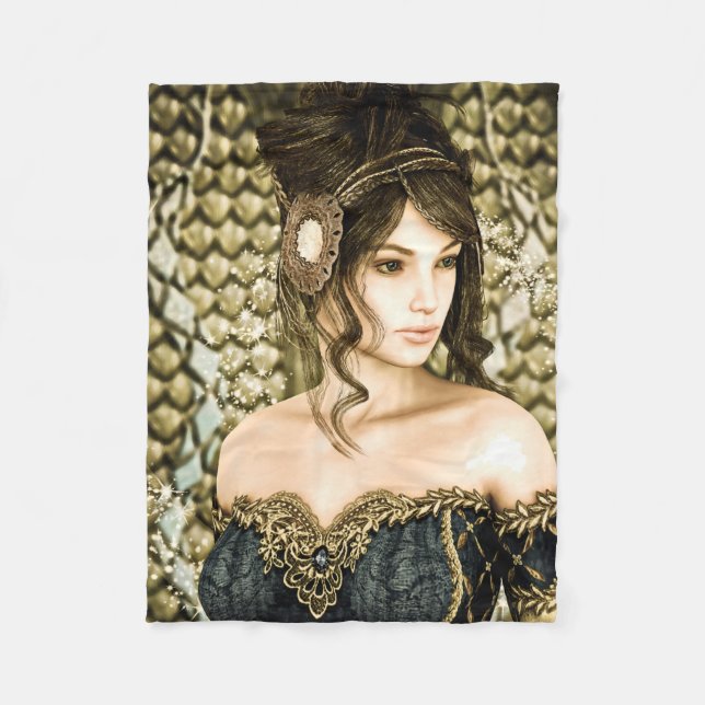 Enchanted Fairytale Princess Portrait Fleece Blanket (Front)