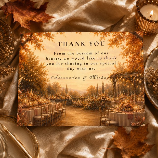 Enchanted Fall Backyard Wedding Thank You Card (Creator Uploaded)