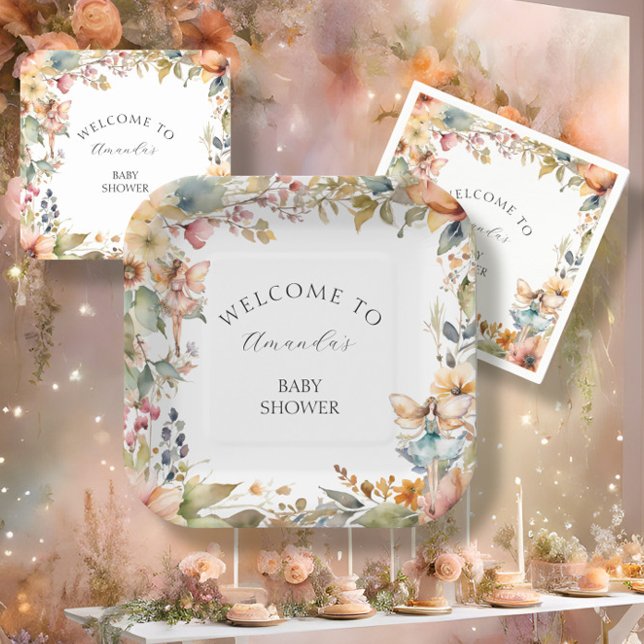 Enchanted Fall Fairy Floral Baby Girl Shower Paper Plates (Creator Uploaded)