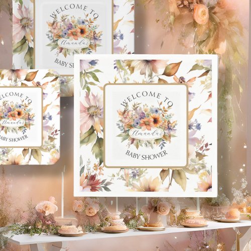 Enchanted Fall Fairy Floral Girl Baby Shower Napkins