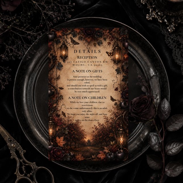 Enchanted Fall Goth Wedding Enclosure Card (Creator Uploaded)