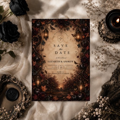 Enchanted Fall Goth Wedding Save The Date