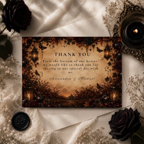 Enchanted Fall Goth Wedding Thank You Card