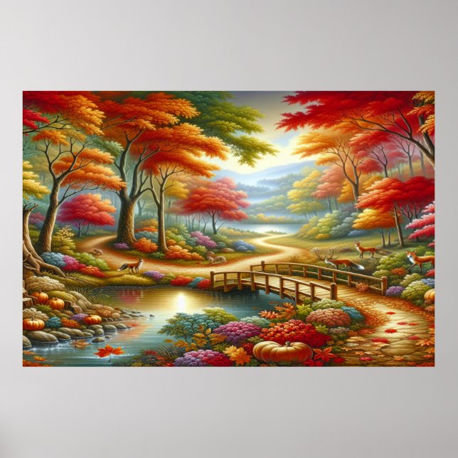 Enchanted Fantasy Autumn Forest Pathway | Poster (Front)