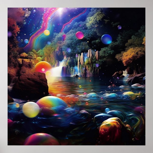 Enchanted Fantasy Colorful Magical Whimsical Land Poster (Front)