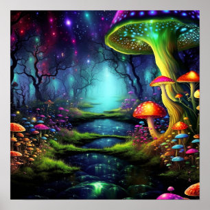 Enchanted Fantasy Colorful Magical Whimsical Land Poster