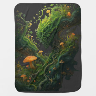 Enchanted Fantasy Mushroom Forest Glowing Fungi Baby Blanket