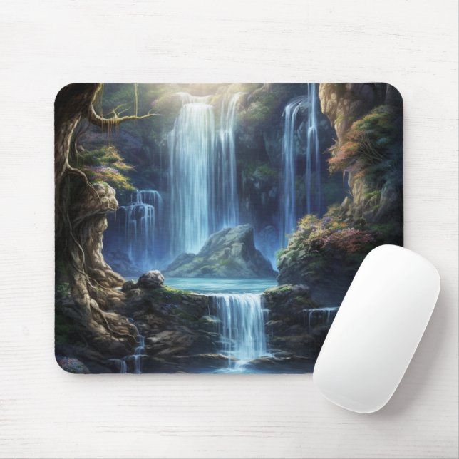 Enchanted Fantasy Waterfall Dreamscape  Mouse Pad (With Mouse)