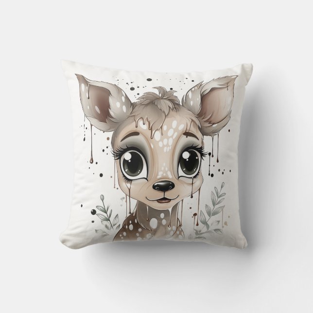 "Enchanted Fawn" Whimsical Cushion Cover (Front)