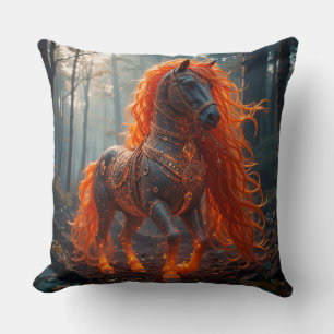🔥 Enchanted Fiery Horse Vibrant Fantasy Wild Art Throw Pillow