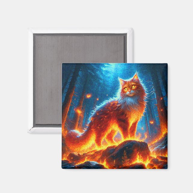 Enchanted Fire Feline Magnet (Front/Back)
