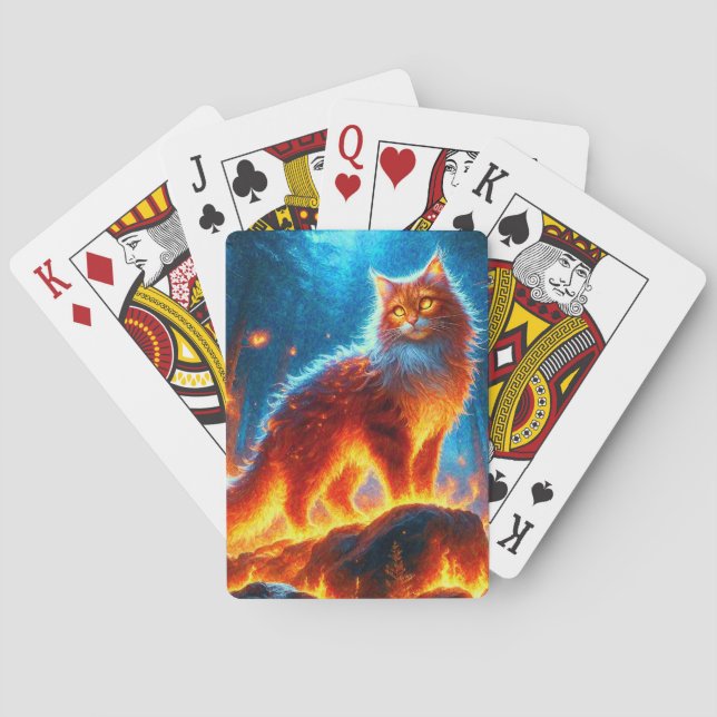 Enchanted Fire Feline Poker Cards (Back)
