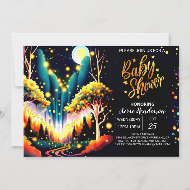 Enchanted Fireflies Dreamy Baby Shower Invitation (Front)