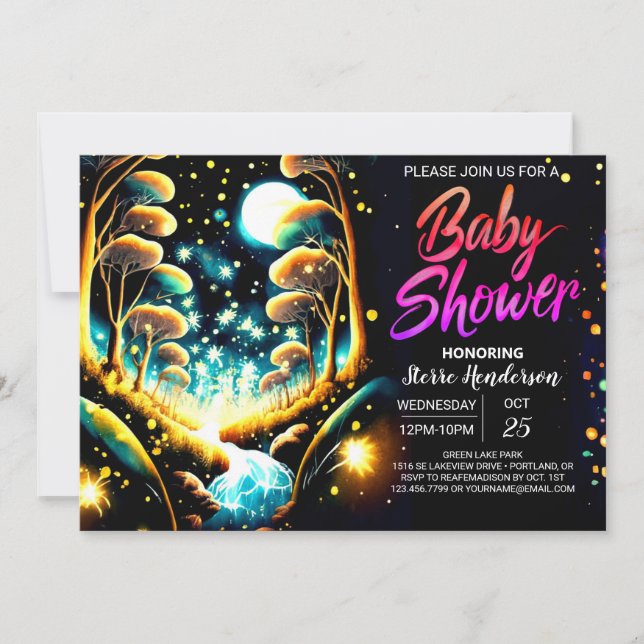 Enchanted Fireflies Night Baby Shower Invitation (Front)