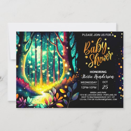 Enchanted Fireflies Nighttime Whimsy Baby Shower Invitation
