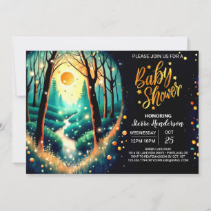 Enchanted Fireflies Woods Baby Shower Invitation