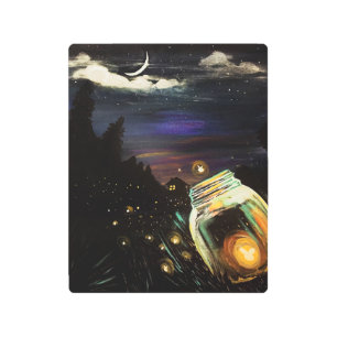 Enchanted Firefly Mason Jar Moonlit Cottage Metal Print