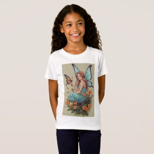 Enchanted Flight Collection Whimsical Fairy on Bu T_Shirt