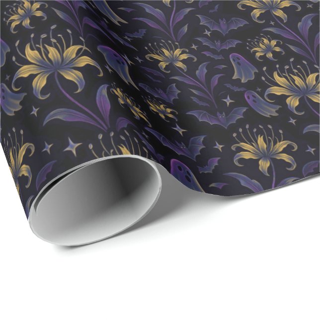 Enchanted Floral Bat Wrapping Paper (Roll Corner)