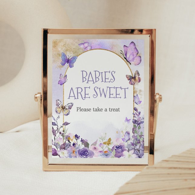 Enchanted Floral Butterfly Babies are Sweet Poster (Enchanted Floral Butterfly Arch Baby Shower Babies are Sweet Sign)