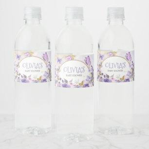 Enchanted Floral Butterfly Baby Shower Water Bottle Label