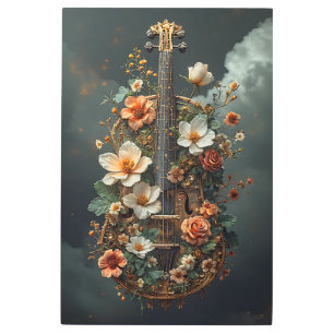 Enchanted Floral Cello Fantasy Metal Print