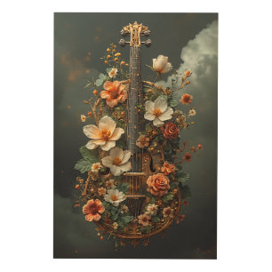 Enchanted Floral Cello Fantasy Wood Wall Art
