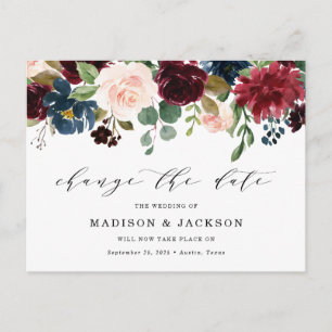 Enchanted Floral Change The Date Wedding Announcement Postcard