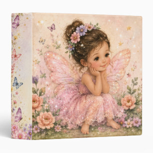 Enchanted Floral Fairy Kids Pastel 3 Ring Binder
