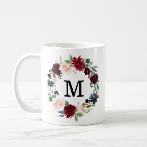 Enchanted Floral  Floral Wreath Monogram Coffee Mug