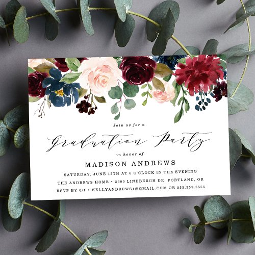 Enchanted Floral Graduation Party Invitation