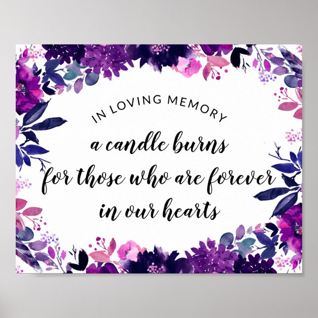 Enchanted Floral In Loving Memory Wedding Sign (Front)