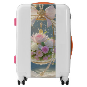 Enchanted Floral Lantern Elegant Pearl Bow Travel Luggage