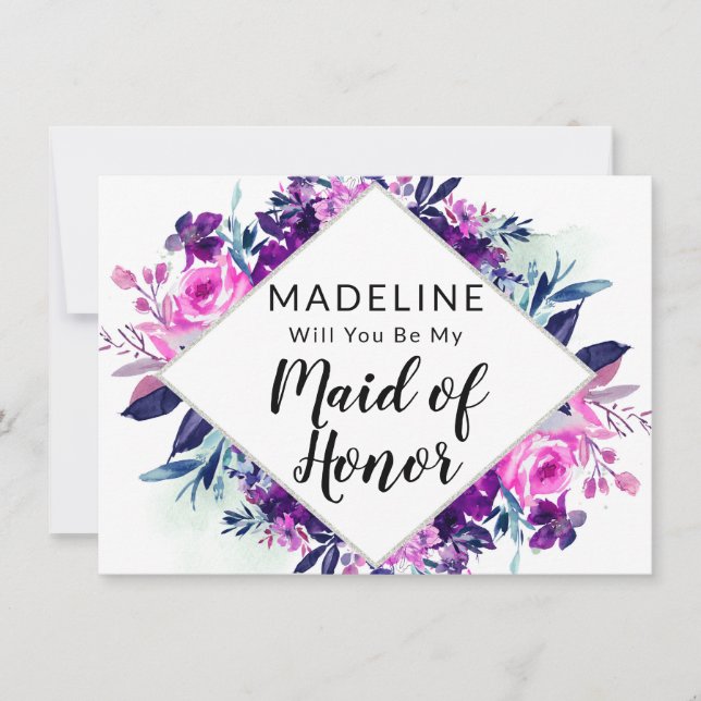 Enchanted Floral Maid of Honor Proposal Card (Front)