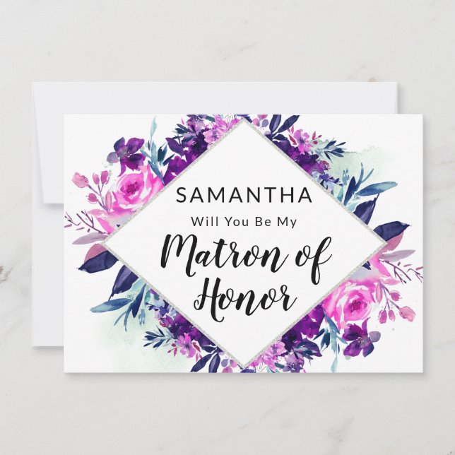 Enchanted Floral Matron of Honor Proposal Card (Front)