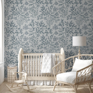 Enchanted Floral Meadow Dreams L4 Grey Blue Wallpaper
