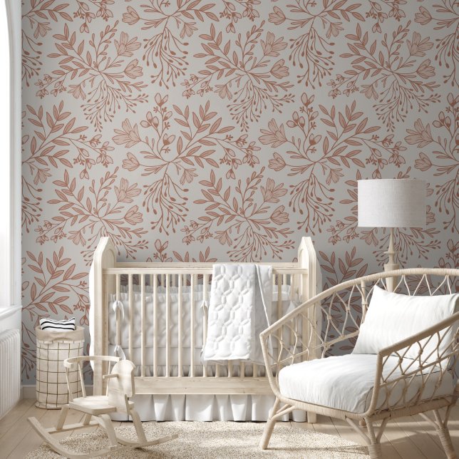 Enchanted Floral Meadow Dreams L6 Mocha Light Wallpaper (Kids)