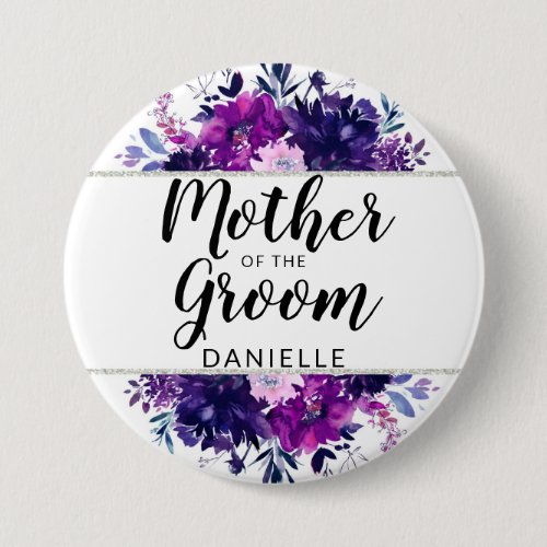 Enchanted Floral Mother of the Groom Monogrammed Button