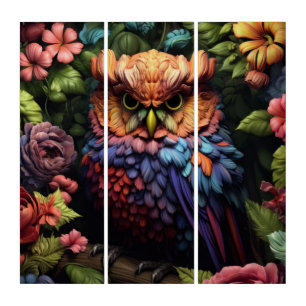Enchanted Floral Owl – Vibrant Fantasy Forest Art