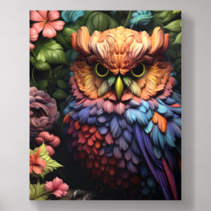 Enchanted Floral Owl – Vibrant Fantasy Forest Art Acrylic Photo Tile