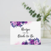 Enchanted Floral Purple Bridal Shower Recipe Card (Standing Front)