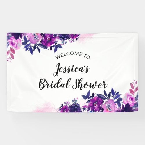 Enchanted Floral Purple Bridal Shower Welcome Banner