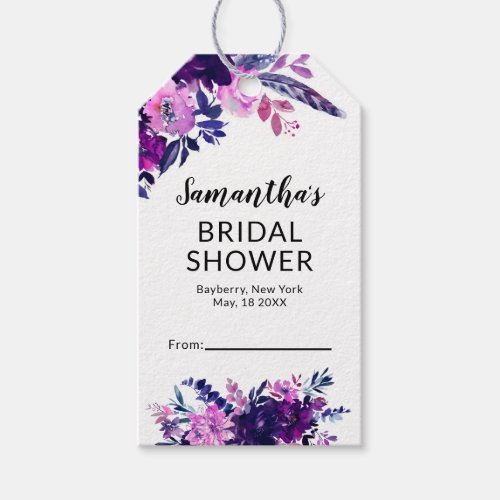 Enchanted Floral Purple Display Bridal Shower Gift Tags