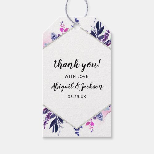 Enchanted Floral Purple Wedding Favor Thank You Gift Tags