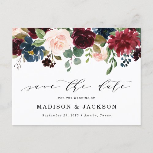 Enchanted Floral Save The Date Announcement Postcard
