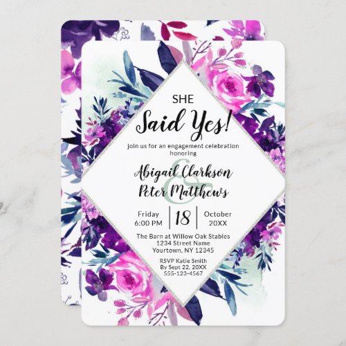 Enchanted Floral She Said Yes Engagement Party Invitation