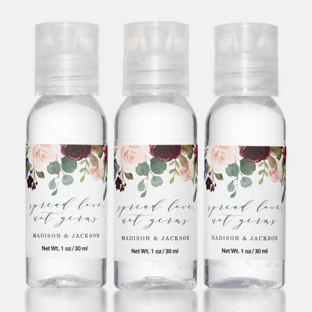 Enchanted Floral Spread Love, Not Germs Wedding Hand Sanitizer (Set)