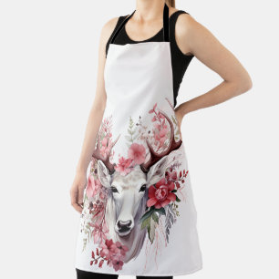 🌸 Enchanted Floral Stag Apron 🌸